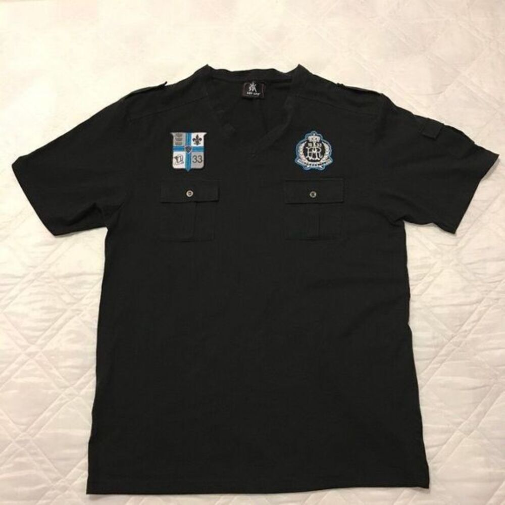 Red Ape black 3 pocket V neck shirt‎ 2XL